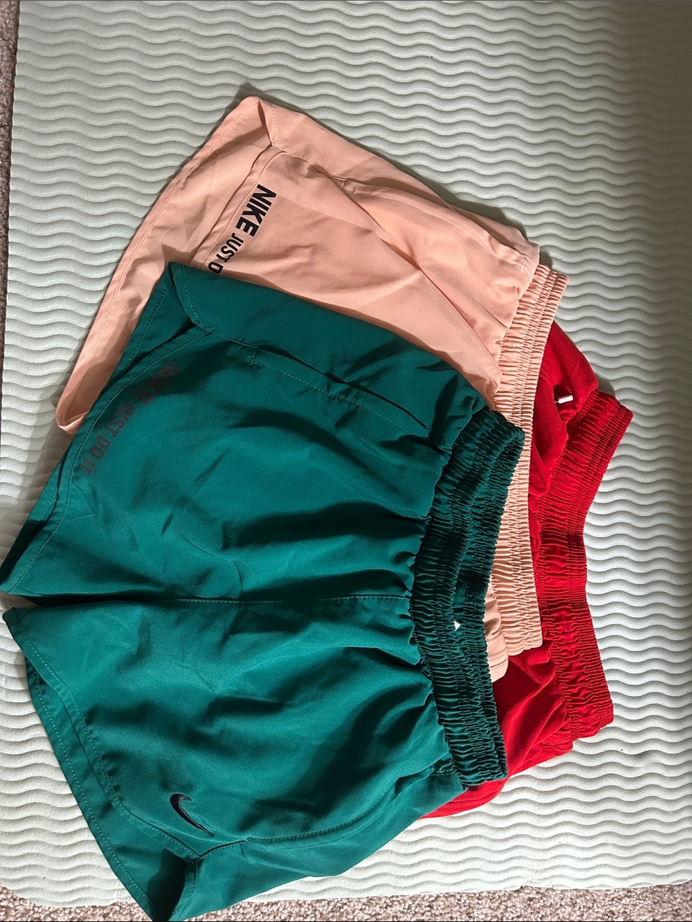 Nike Green, Pink & Red Athletic Dri Fit Shorts Trio